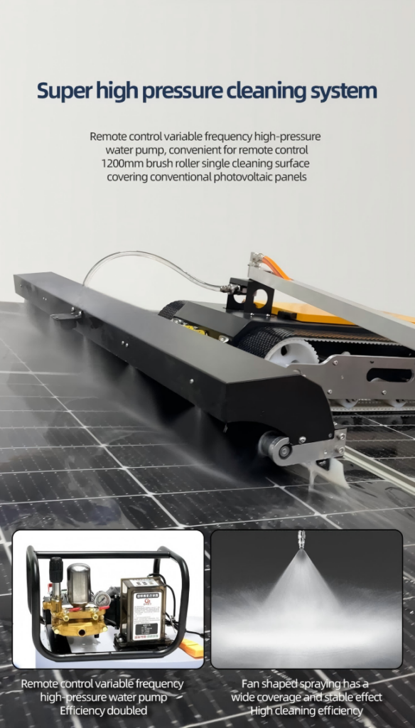 remote control automated solar panel cleaning robot | galvanized construction