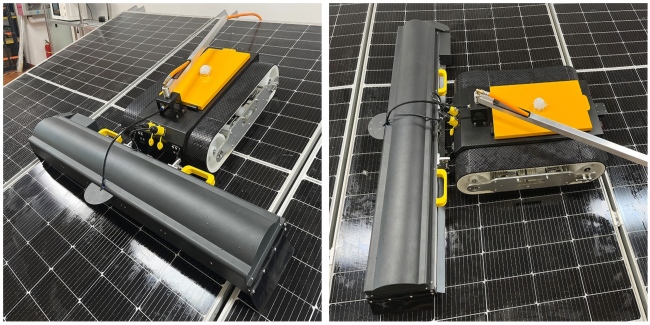remote control automated solar panel cleaning robot | galvanized construction