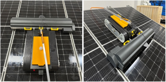 remote control automated solar panel cleaning robot | galvanized construction