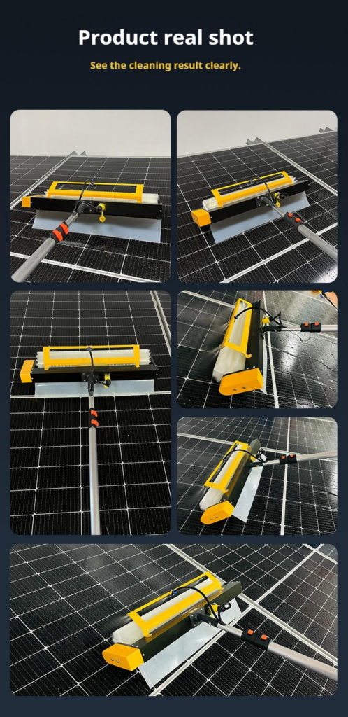 handheld rolling photovoltaic panel scrubber brush – factory wholesale solar cleaning machine