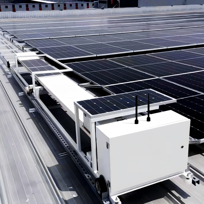 fully automatic photovoltaic panel cleaning robot aluminum alloy construction with auto line feed
